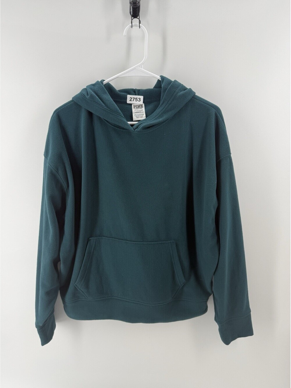 PINK Victoria's Secret Hoodie Womens Small Teal Fleece Back Logo Pullover Sleep